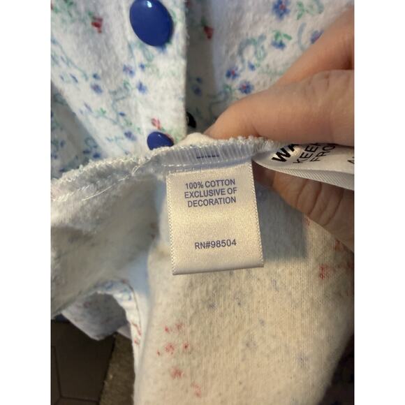 LANZ OF SALZBURG | Women’s Flannel Nightgown Floral Button 100% Cotton- Large - Picture 4 of 7